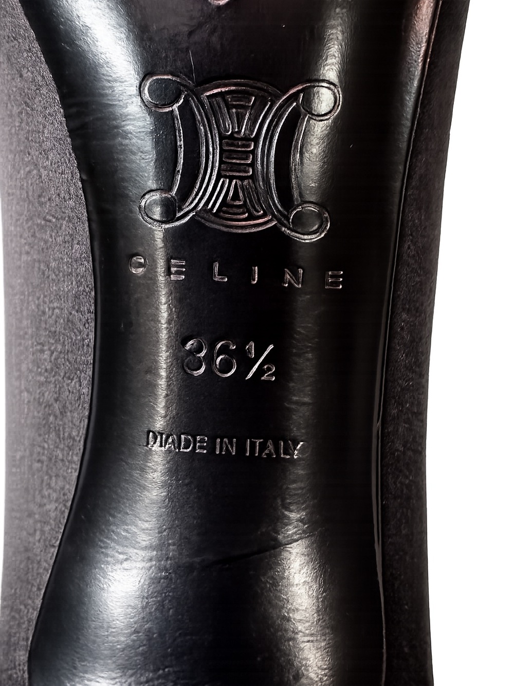 Luxury Celine Black Satin Peep-Toe Stiletto with Silver Chain Accent 36.5 - Picture 8 of 10